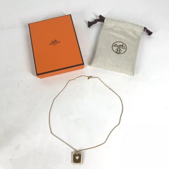 HERMES Accessories Asdu Cool PM Heart Pendant Necklace Unused - Picture 9 of 9